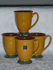 Denby Spice Tasse mit Fuß Kaffeebecher 90er 4 x Senf braun grün