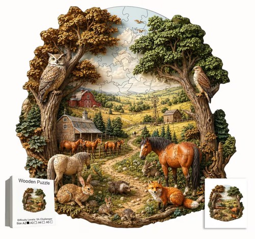 Wunderschönes holzpuzzle mit - wunderschönes,