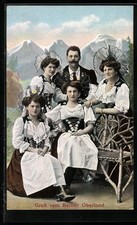 Bern /Berner Oberland, Mann und vier Frauen in Tracht, Ansichtskarte 