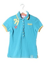 HUBERMAN’S Polo-Shirt Damen Shirt Gr. DE 36 blau-blassgelb Casual-Look