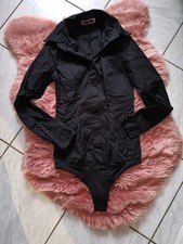Sweet Miu Blusenbody schwarz, langarm mit Kragen und String Gr. 34/XS