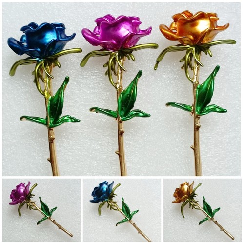 Rose stiel brosche - rose,