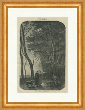 Dante und Virgil am Eingang der Hölle Göttliche Holzstich E 24326 Gerahmt