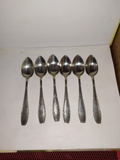 6 x Alter Kaffeelöffel Löffel Vliess Alpacca versilbert 