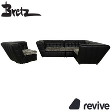 Bretz Tiziana Leder Sofa Garnitur Schwarz Sofa Ecksofa Sessel