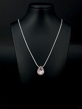 KETTE & ANHÄNGER SILBERFARBEN MIT KRISTALL ROSA SCHMUCKJAGD