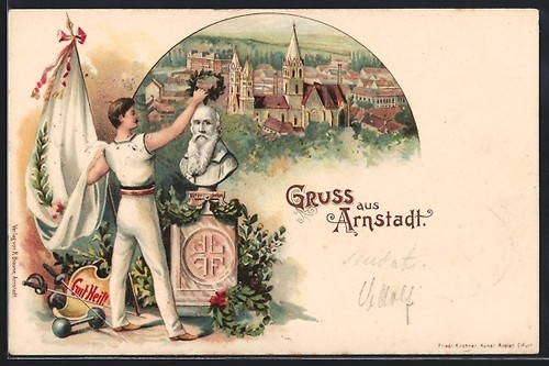 Lithographie arnstadt turner - lithographie,