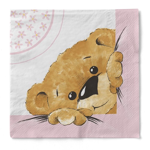 Tissue serviette teddy rosa - serviette, in