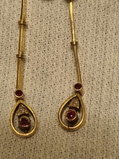 Kette Collier Jugendstil Art Deco 750 18K Gelbgold Rubine Diamanten Zertifikat