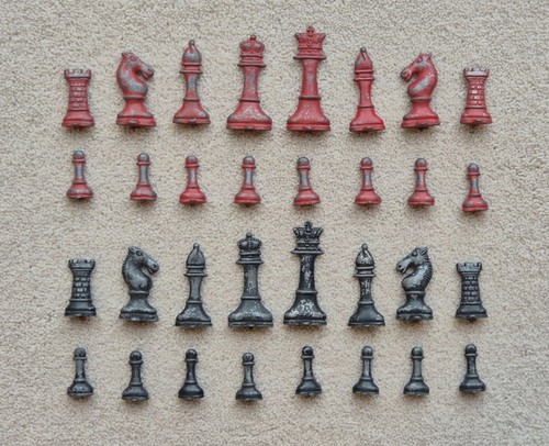 Vintage set schachfiguren mit - set,