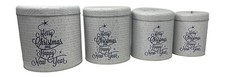 4er Set Gebäckdose rund weiss Merry Christmas Metall Keks Plätzchen Weihnachten