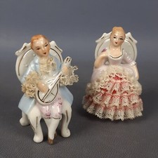 Figuren Porzellan Capodimonte Junge Dame E Musiker Spitze Dresden Vintage 1960