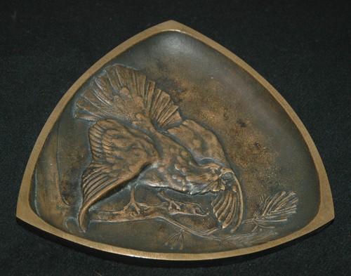 Vintage bronze schale auerhahn - bronze,