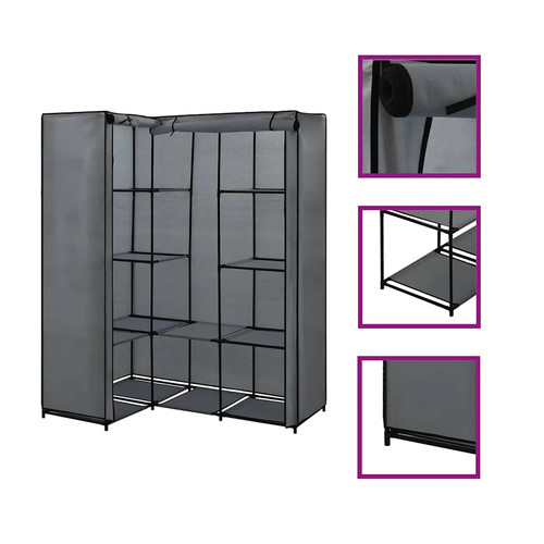 Vidaxl eckkleiderschrank grau - eckkleiderschrank,