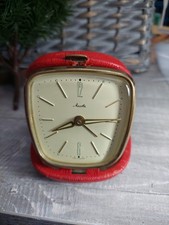 Mauthe Reisewecker Wecker Vintage Tischuhr Lederetui Germany Mechanisch Reiseuhr