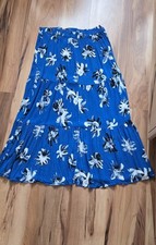 Damen Stufenrock Rock Gr.L Crinkle Maxi-Rock blau  Gummibund ungetragen Boho
