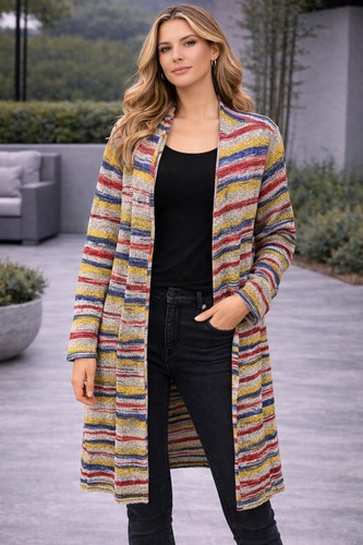 Long cardigan mit - long-cardigan, buntem