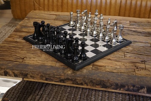 Schachspiel aluminium holz - schachspiel,