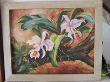 Ölgemälde alt signiert Melzer Orchide Dachbodenfund