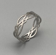 Edelstahl Ring 5,8mm breit Damen Herren Größe 17 bis 20 Motiv gepflochten