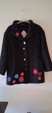 Jacke VERNISSAGE  in Gr. 42 - anthrazit - Wolle Mohair Alpaka - Häkelblumen