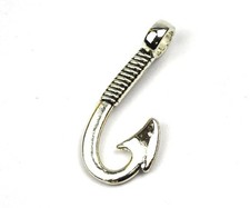 Angelhaken Fish Hook Charm Anhänger f Armband Kette silber-farbig Kettenanhänger