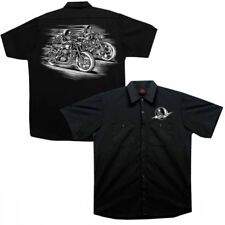 Hot Leathers Skull Racers Worker Shirt short sleeve GMD6354 Kurzarm Hemd schwarz