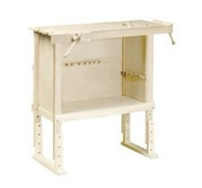 PEBARO Werkbank Vollholz Natur mit 2 Einspannhalterungen, höhenverstellbar