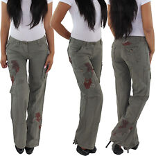 Damen Chino Baggy Cargohose Boyfriend Jeans Hose Hüfthose Hüftjeans Stretchhose