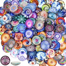 100 Bunte Glassteine Mit Glow in the Dark, 25Mm Muggelsteine, Runde Mosaik Kuppe