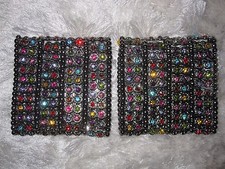 Wunderschöne Strass Armbänder Stulpen Silber mit vielen bunten Steinen, einzigar