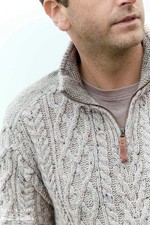 Herren Aran Pullover Haferflocken 100 % Merinowolle gestrickt irisch...