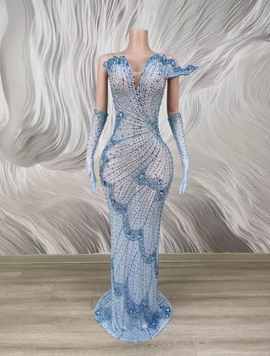 Strass netz kleid mit - kleid,