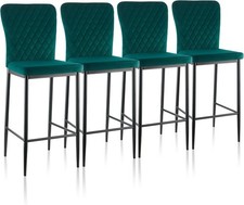 Schwarz Samt Barhocker 4er Set