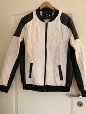 Aowofs Jacke Lederjacke Herren L Weiss Schwarz