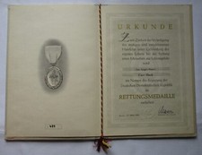 DDR Urkunde Rettungsmedaille