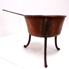 Blumenkübel Kupfer Eisen Griff Pflanzkasten Dreibein Blumentopf Pflanztopf alt