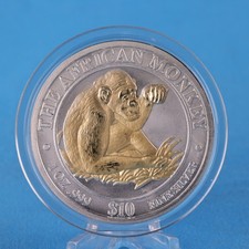 Somali Republic 10 $ 2002 The African Monkey gildet  1 Oz Silber 999 Vz/St