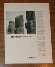 Seltene Werbung LUFTHANSA - Räselhafte Kulturen  - Atlanten Tula/Mexiko 1981