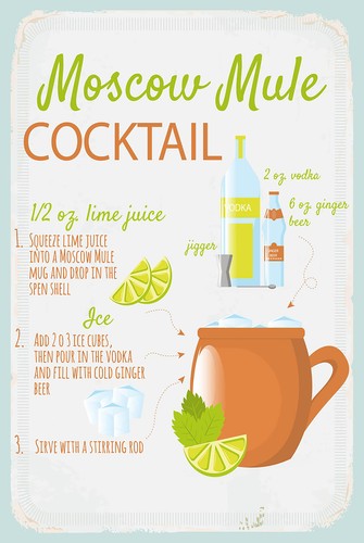Holzschild 18x12 moscow mule - moscow,