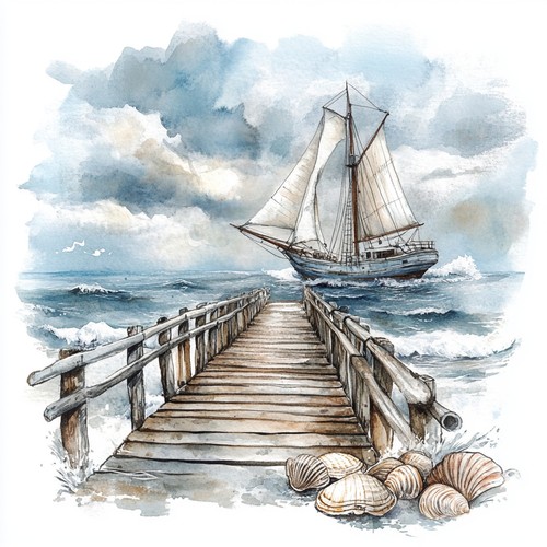 Wandbild segelschiff bootssteg - segelschiff,