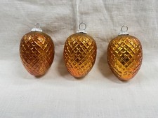 Biedermeier Christbaumschmuck 3-teilig Bernstein Farbige Trauben Glas Kugel