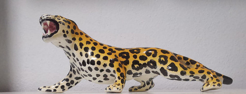 Leopard figur aus keramik tier - keramik,
