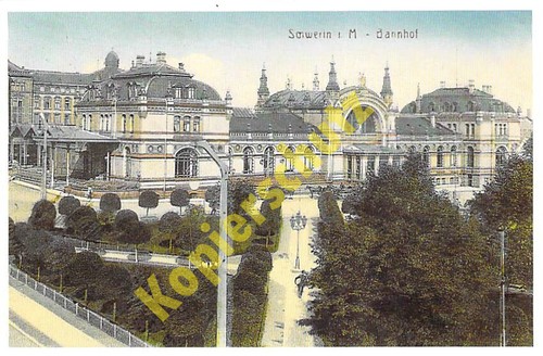 Schwerin hauptbahnhof repro - ak,