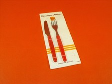 DDR Besteck Kinderbesteck 2 teilig rot Messer Gabel unbenutzt NOS