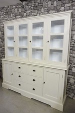 Buffetschrank Küchenschrank Vitrine Schrank aus Teakholz Beige Landhaus