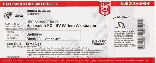 Ticket 2018 hallescher fc - ticket, 2018/19
