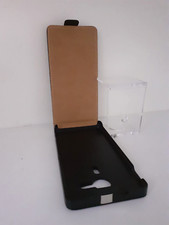 Flip-Hülle  f. Sony Xperia SP - Schwarz - Kunstleder - m.Display-Schutzglas