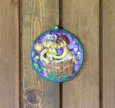 Wandbild Badezimmer Paar in Badewanne aus Fimo (?) Durchmesser  Ø  13cm frivol