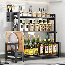 2Etagen Gewürzregal Gewürzständer KüchenOrganizer Gewürzhalter mit Haken ~